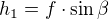 $h_{1} = f \cdot \sin \beta$