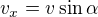 $v_{x}=v\sin \alpha $