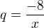 $q=\frac{-8}{x}$