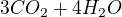 $3CO_{2}+4H_{2}O$