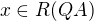 $x\in R(QA)$