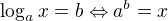 $\log _{a} x = b \Leftrightarrow a^b=x$