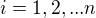 $i = {{1,2,...n}}$