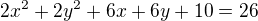 $2x^2+2y^2+6x+6y+10=26$