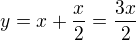 kopírovat do textarea $y=x+\frac x2 = \frac{3x}{2}$