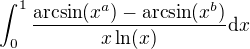 $\int_0^1\frac{\arcsin(x^a) - \arcsin(x^b)}{x\ln(x)}\mathrm{d}x$