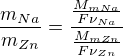 $\frac{m_{Na}}{m_{Zn}}=\frac{\frac{M_{mNa}}{F\nu_{Na} }}{\frac{M_{mZn}}{F\nu_{Zn} }}$