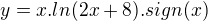 kopírovat do textarea $y=x.ln(2x+8).sign(x)$
