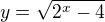 $y=\sqrt{2^x -4}$