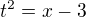 $t^2={x-3}$