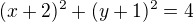 $(x+2)^2+(y+1)^2=4$