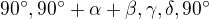 $90^\circ ,90^\circ +\alpha +\beta ,\gamma ,\delta ,90^\circ $