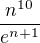 $\frac{n^{10}}{e^{n+1}}$