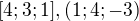 ${[4;3;1],(1;4;-3)}$