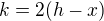 $k=2(h-x)$
