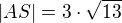 $|AS| = 3 \cdot \sqrt{13}$