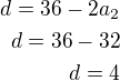 kopírovat do textarea $d=36-2a_2\\d=36-32\\d=4$
