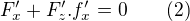 $F'_x+F'_z . f'_x=0\qquad (2)$