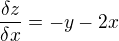kopírovat do textarea $\frac{\delta z}{\delta x} = - y - 2x$