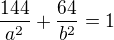 $\frac{144}{a^2} +\frac{64}{b^2}=1$