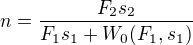 kopírovat do textarea $n = \frac{F_2 s_2}{F_1 s_1 + W_0(F_1,s_1)}$