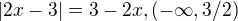 $|2x-3|=3-2x,(-\infty,3/2)$
