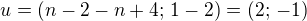$u=(n-2-n+4;\,1-2)=(2;\,-1)$