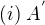 $(i)\; A^{'}$