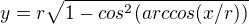 $y=r\sqrt{1-cos^2(arccos (x/r))}$