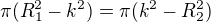 kopírovat do textarea $\pi (R_1^2 - k^2) = \pi (k^2 - R_2^2)$