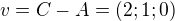 $v=C-A=(2;1;0)$
