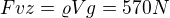 $Fvz=\varrho Vg=570N$