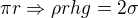 $\pi r\Rightarrow \rho rhg=2\sigma$