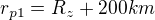 $r_{p1}=R_{z}+200km$