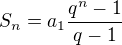 kopírovat do textarea $S_n = a_1 \frac{q^n-1}{q-1}$