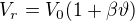$V_r=V_0(1+\beta\vartheta)$