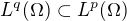 $L^q(\Omega )\subset L^p(\Omega )$