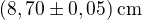 $(8,70\pm0,05)\,\text{cm}$