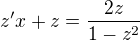 $z'x+z=\frac{2z}{1-z^2}$