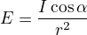 kopírovat do textarea $E = \frac{I\cos\alpha}{r^2}$