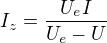 kopírovat do textarea $I_z=\frac{U_eI}{U_e-U}$