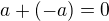 $a+\left(-a\right)=0$