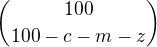 ${100 \choose 100-c-m-z}$