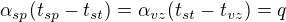 $\alpha_{sp} (t_{sp}-t_{st})=\alpha _{vz}(t_{st}-t_{vz})=q$