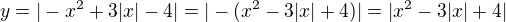 $y=|-x^2+3|x|-4|=|-(x^2-3|x|+4)|=|x^2-3|x|+4|$
