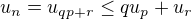 $u_n=u_{q p+r}\le q u_p+u_r$