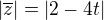 $|\overline{z}| = |2-4t|$