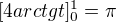 $[4 arctg t]_{0}^{1} = \pi$