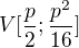 $V[\frac{p}{2};\frac{p^2}{16}]$