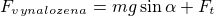 $F_{\small{vynalozena}} = mg\sin{\alpha}+F_t$